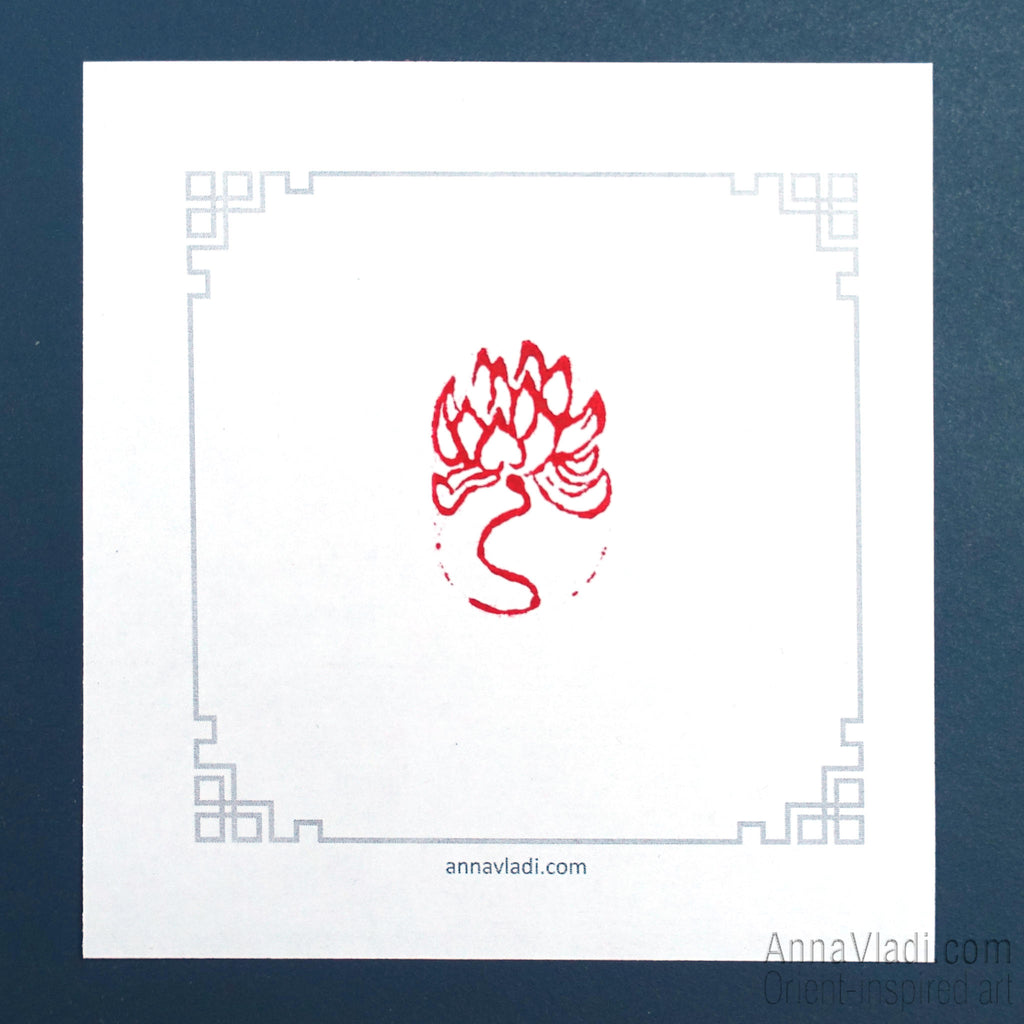 Lotus Flower — hand carved Oriental chop stamp hanko, sacred Buddhist symbol