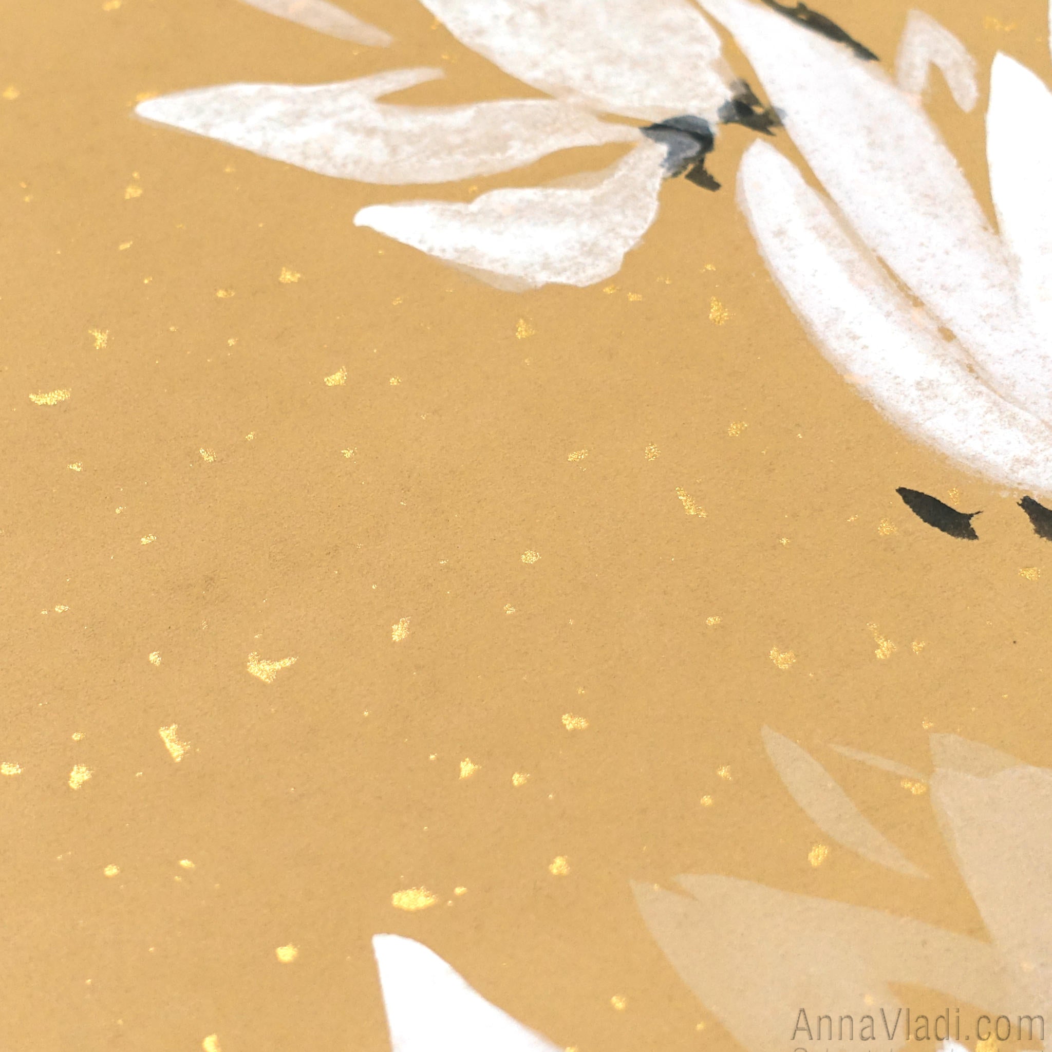 White Magnolia Flowers — Original Sumi-e Painting On Rice Paper