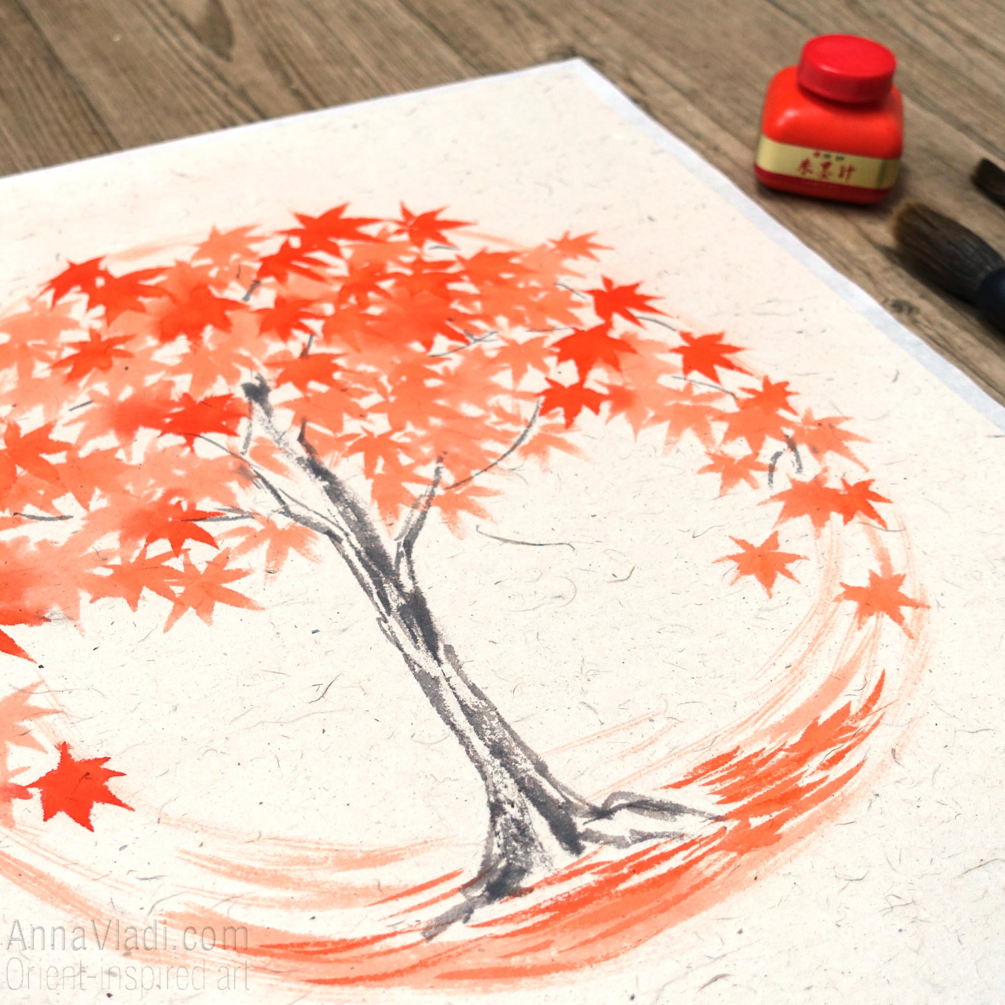 Japanese Maple Sumie Painting