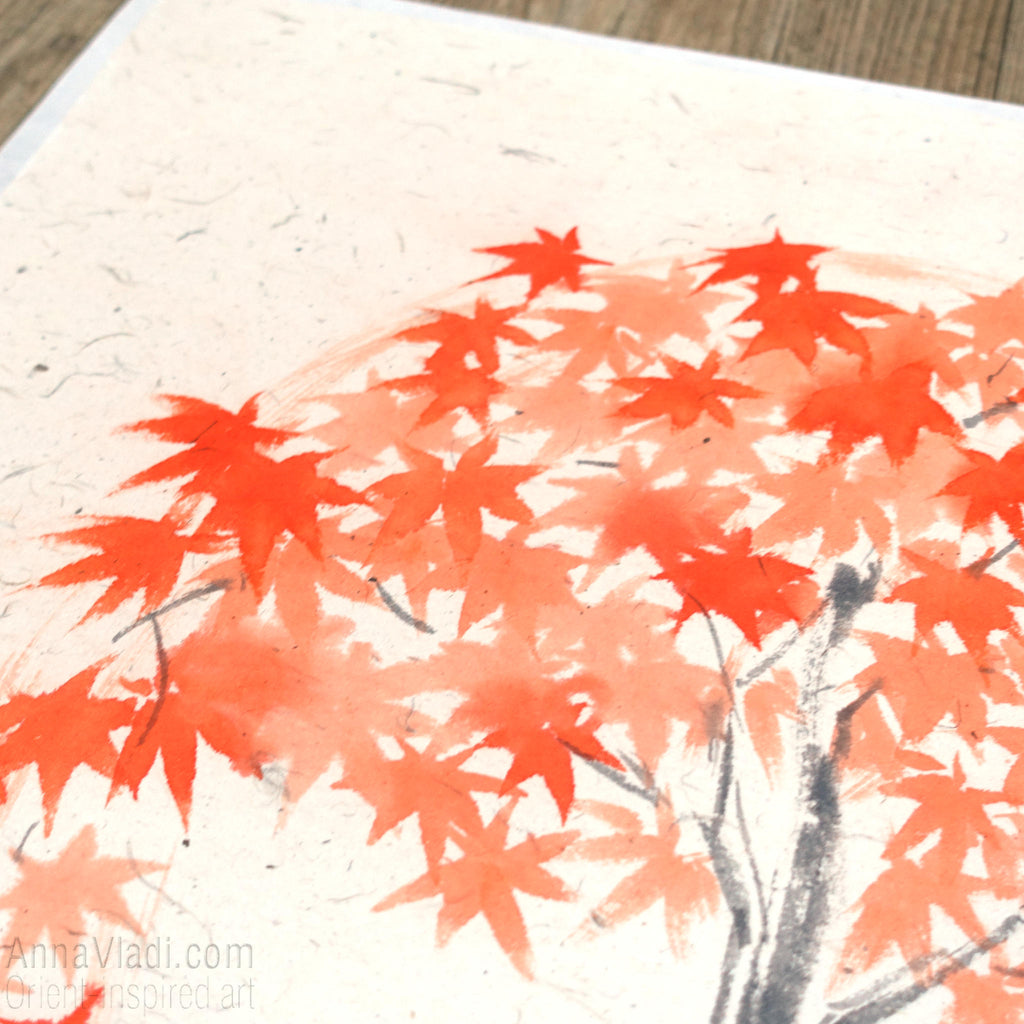 Japanese Maple Sumie Painting