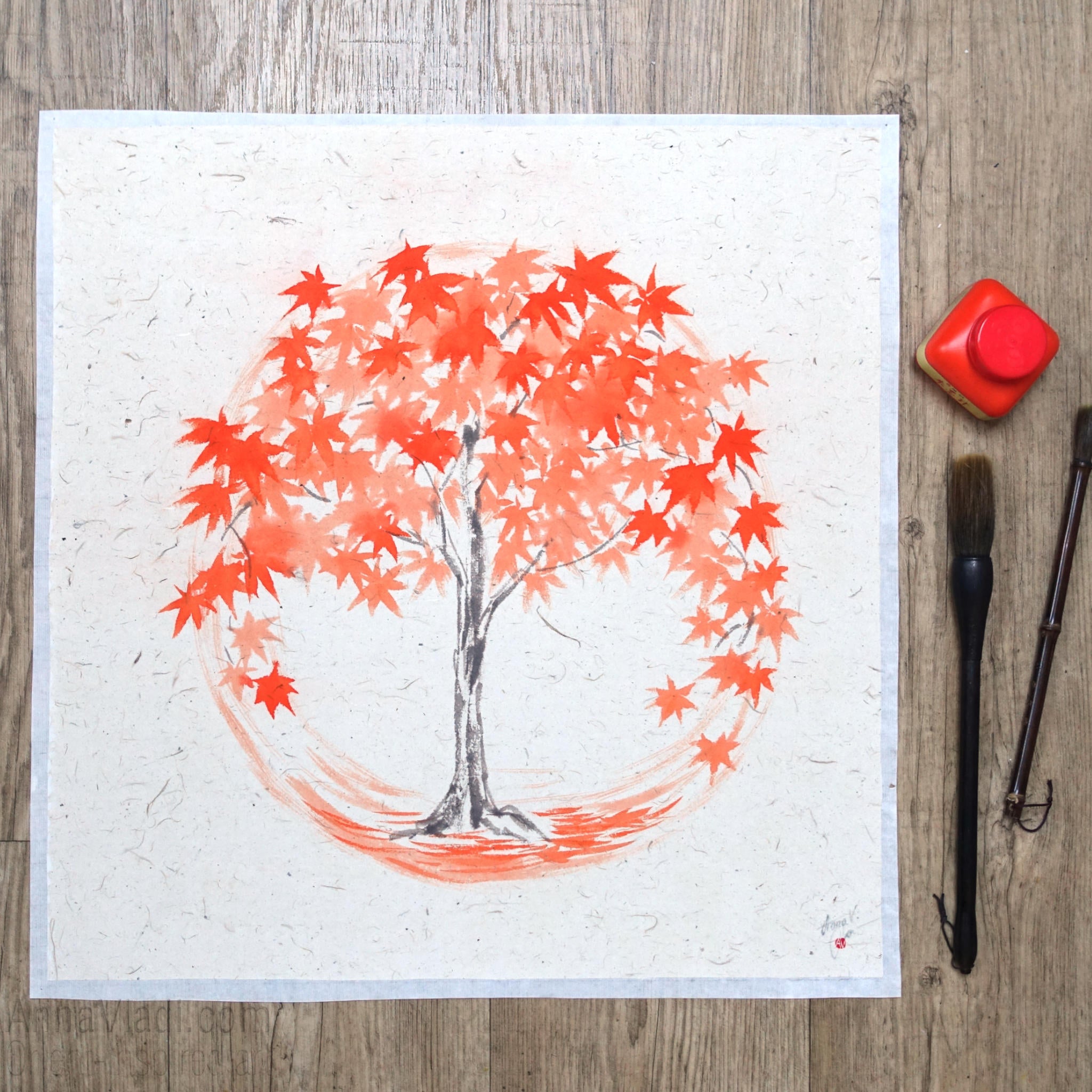Japanese Maple Sumie Painting