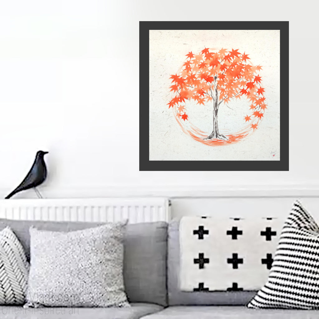 Japanese Maple Sumie Painting