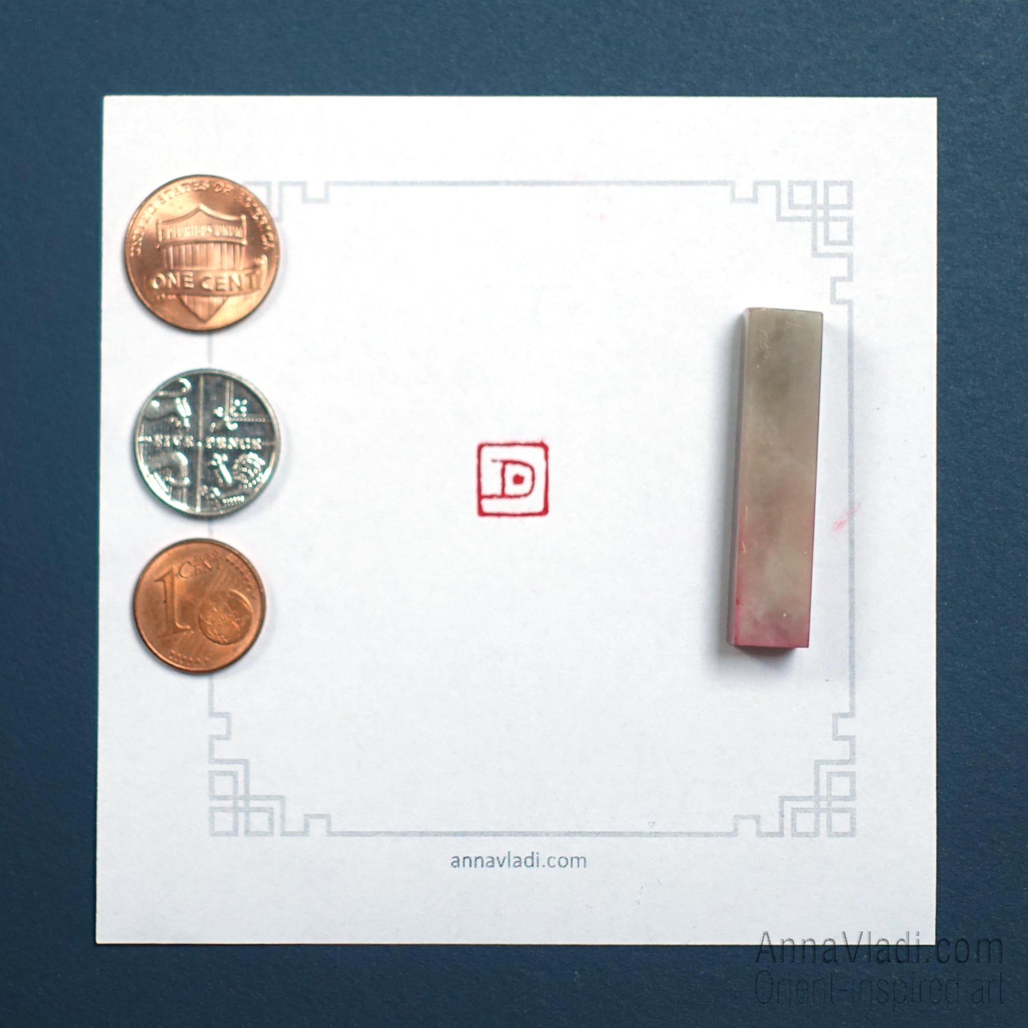 Hand Carved Stone Seal: Moon Oriental Chop Stamp (1x1 cm)