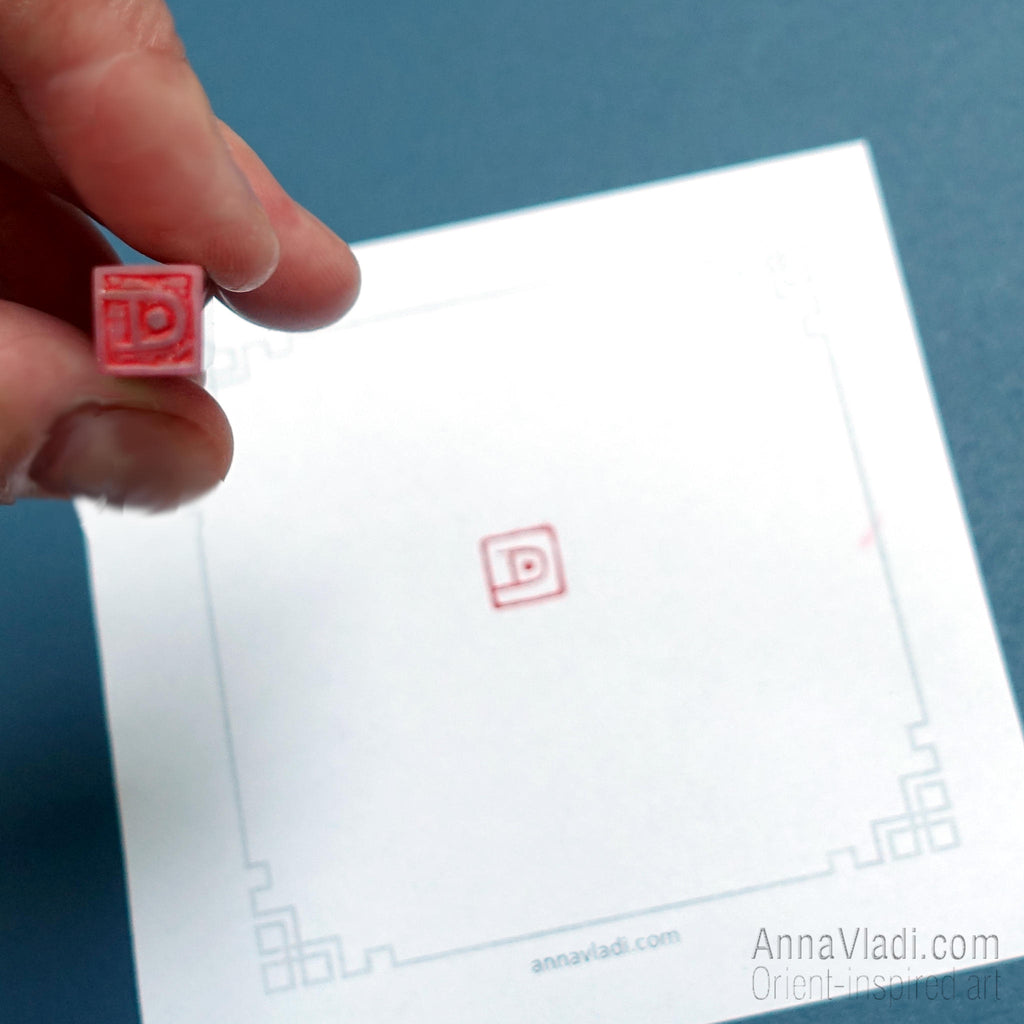 Hand Carved Stone Seal: Moon Oriental Chop Stamp (1x1 cm)