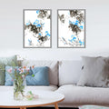 Blue Morning Glory Vine (Asagao) — set of 2 original sumi-e paintings