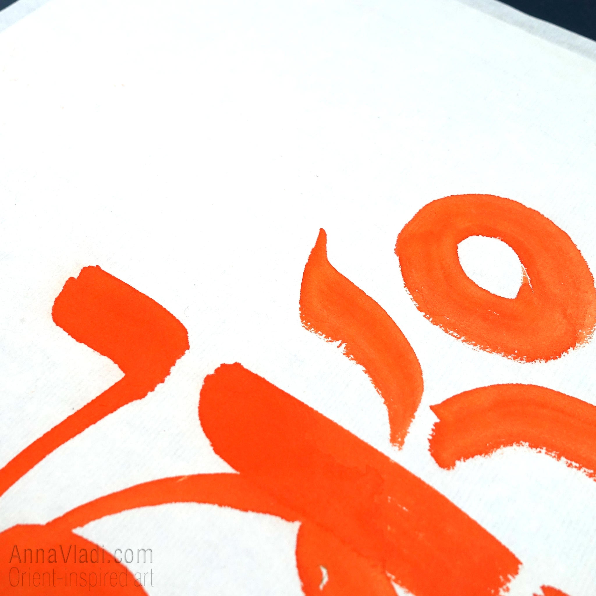 Tibetan Om Calligraphy Art: Vermilion Ink Feng Shui Painting