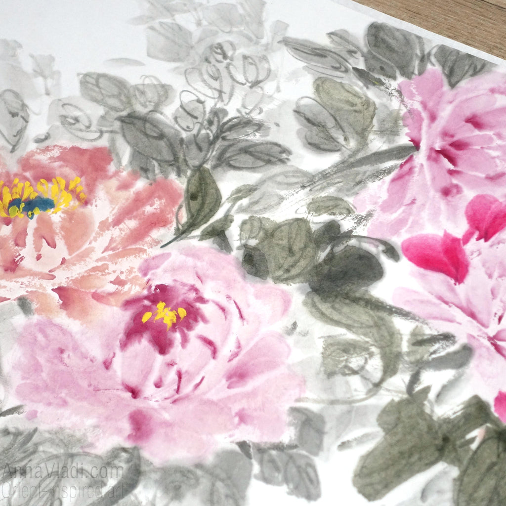 Large Peonies Painting