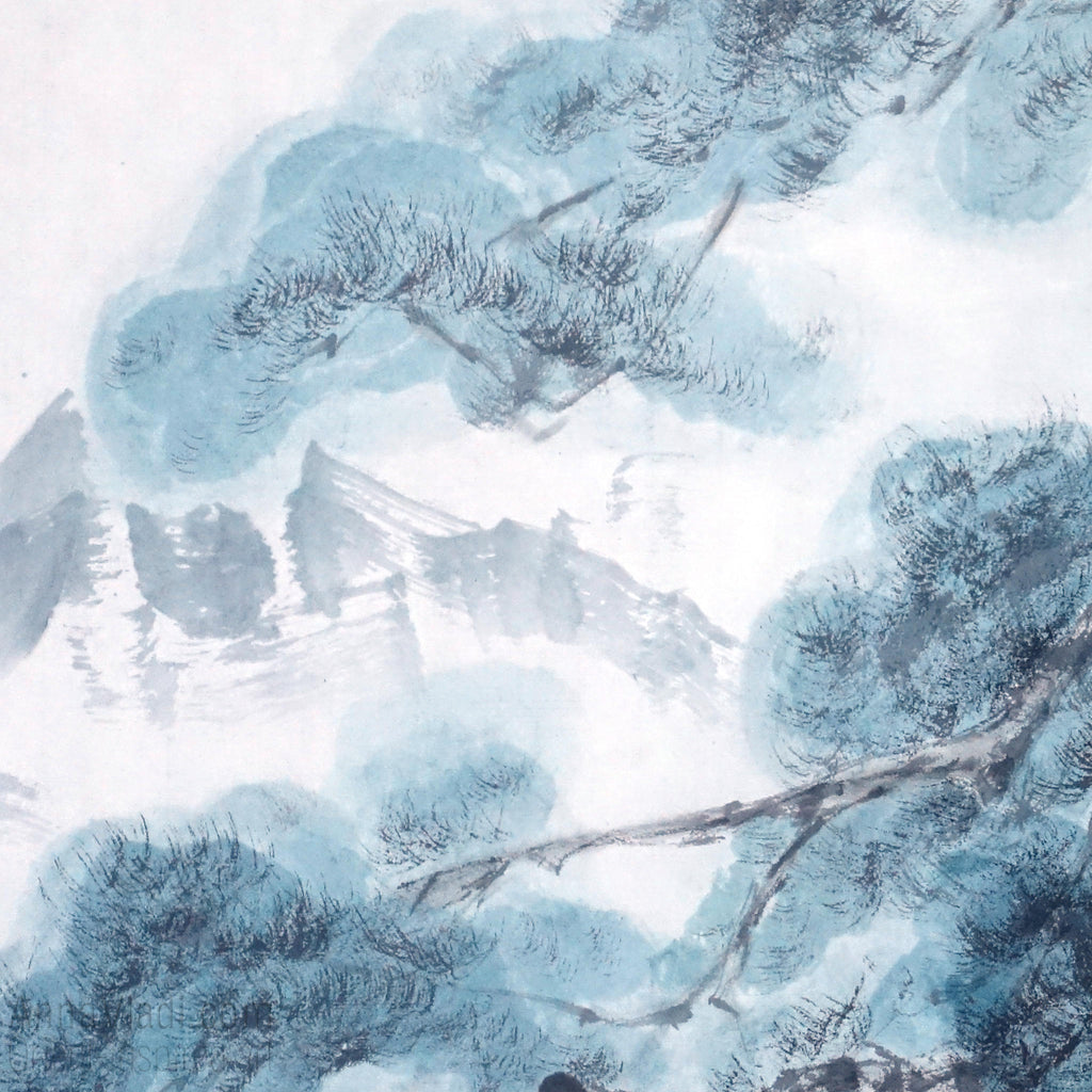 Old Pine Tree in Mountains — LARGE original sumi-e painting