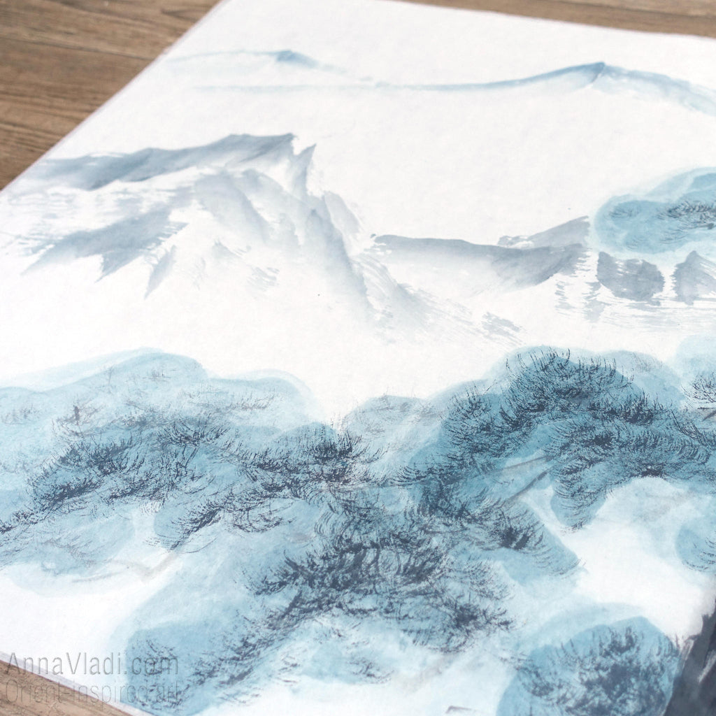 Old Pine Tree in Mountains — LARGE original sumi-e painting