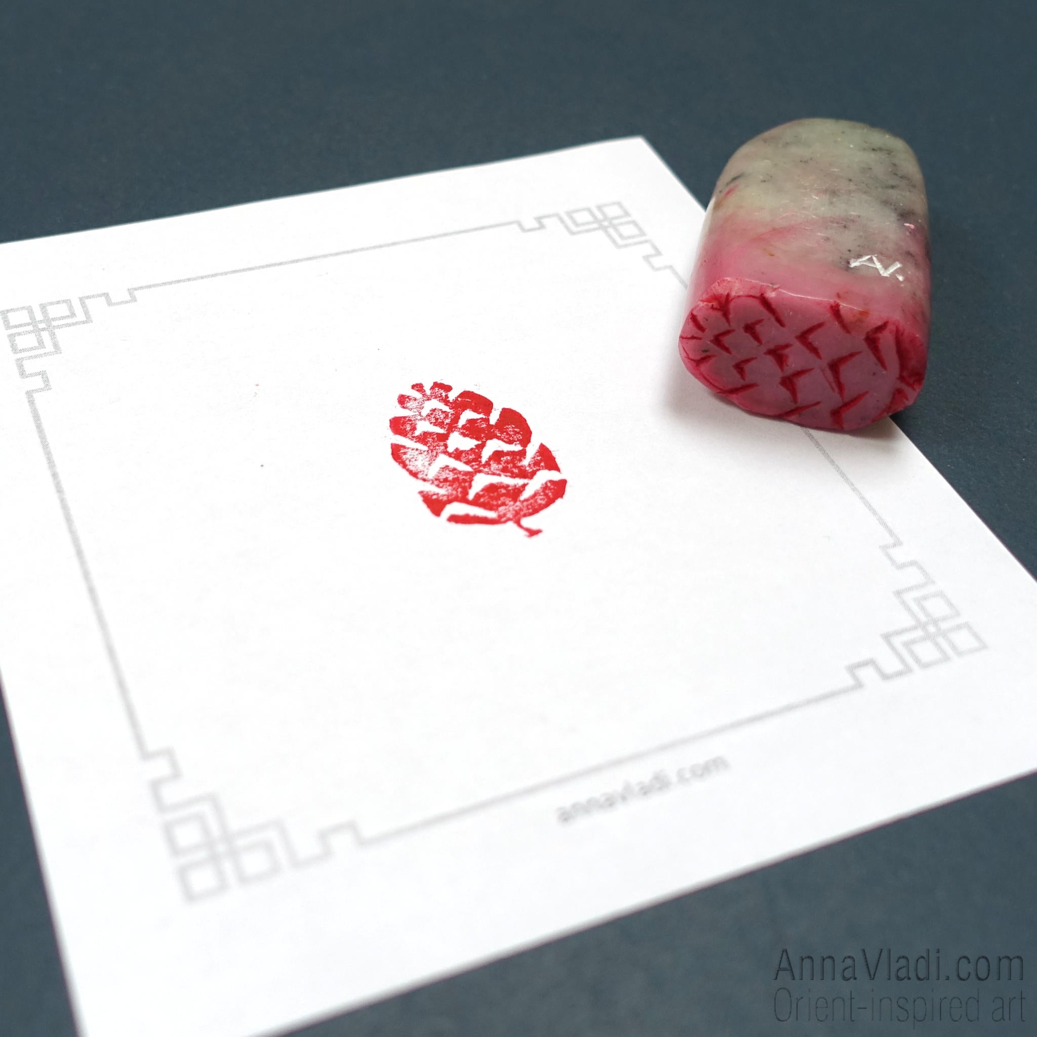 Hand Carved Pine Cone Stone Seal: Chinese Japanese Inkan Hanko