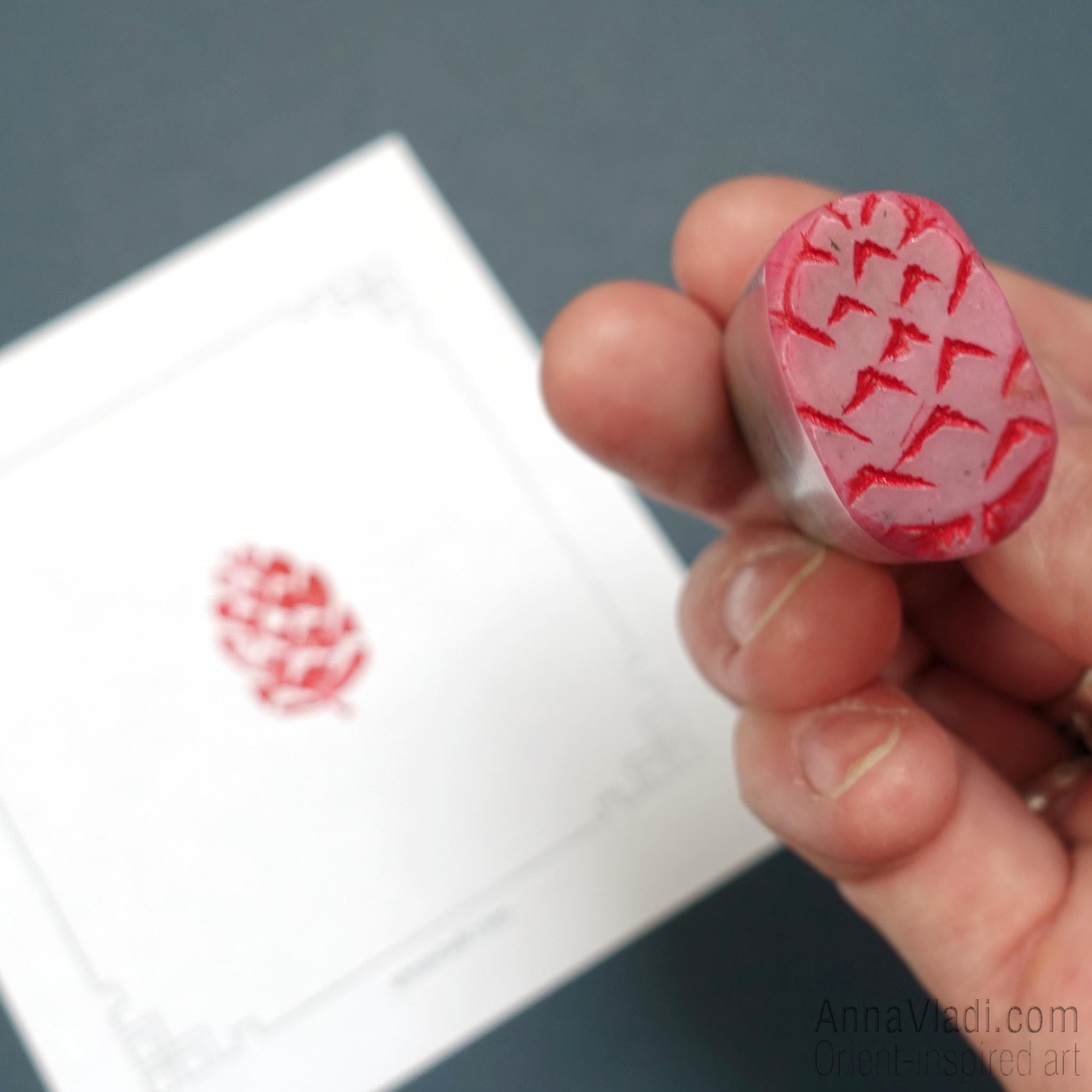 Hand Carved Pine Cone Stone Seal: Chinese Japanese Inkan Hanko