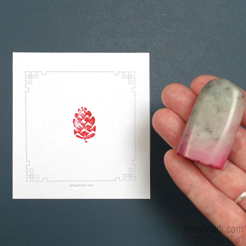 Hand Carved Pine Cone Stone Seal: Chinese Japanese Inkan Hanko