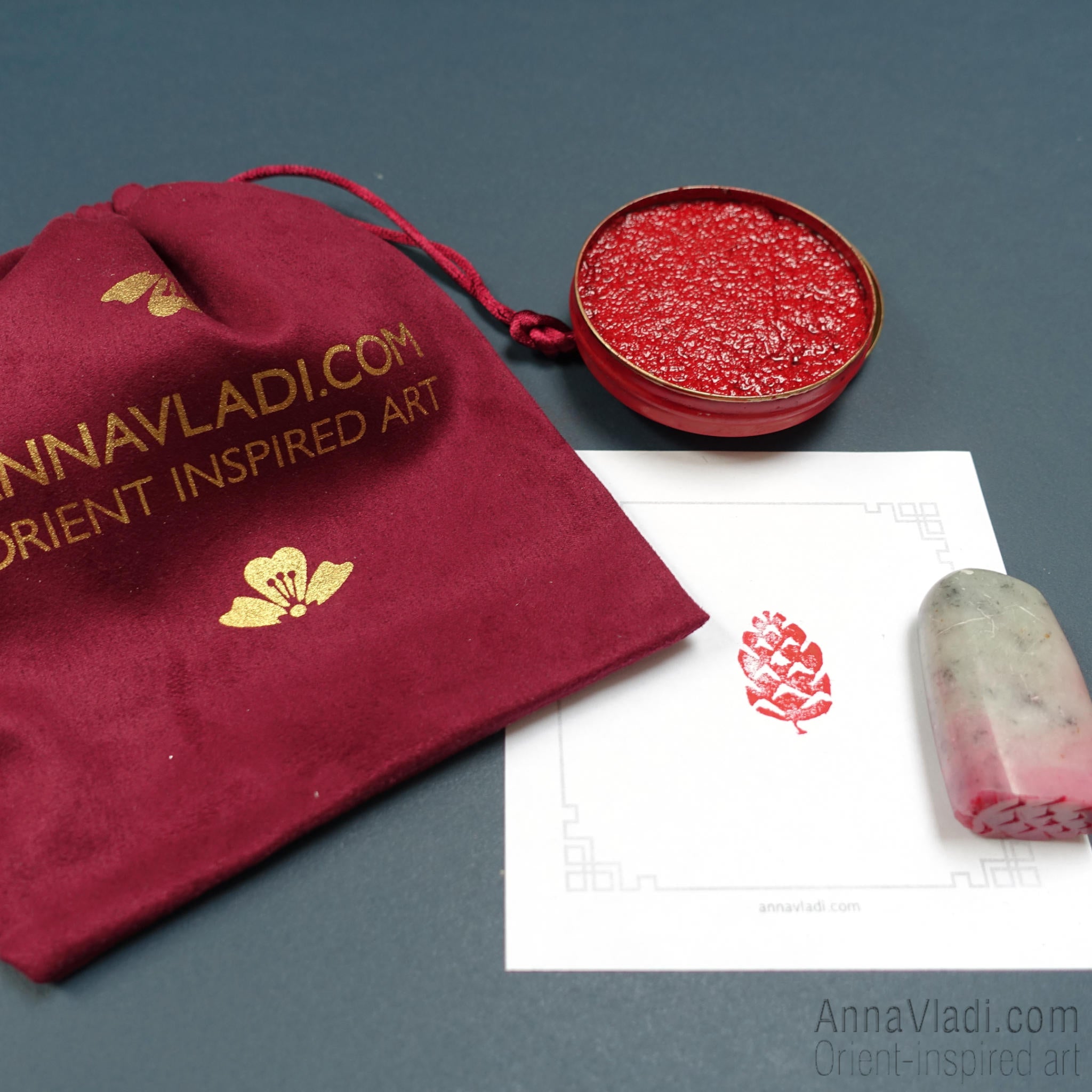 Hand Carved Pine Cone Stone Seal: Chinese Japanese Inkan Hanko