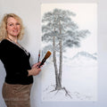 Large Pine Tree: Oriental Zen Landscape Art