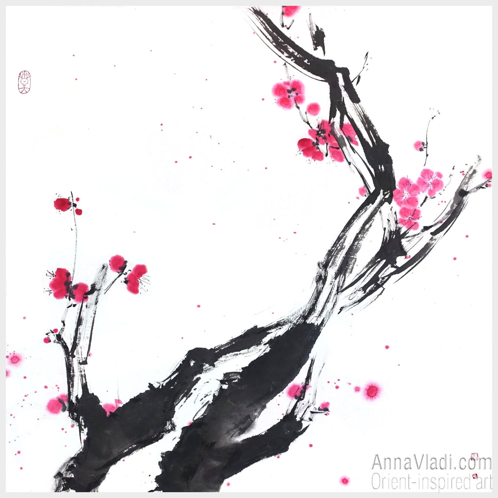 Large Plum Blossom: Original Sumi-e Art
