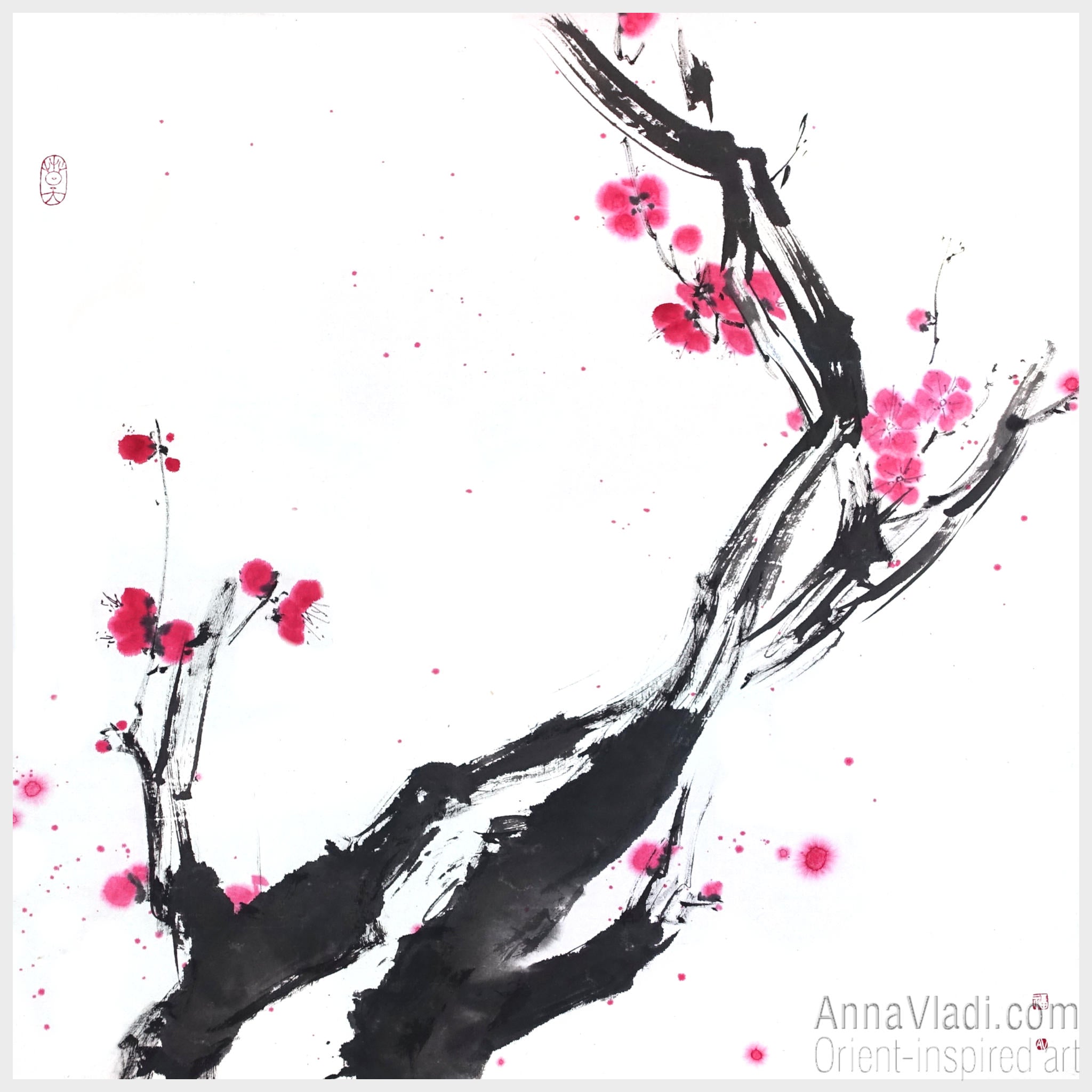 Large Plum Blossom: Original Sumi-e Art