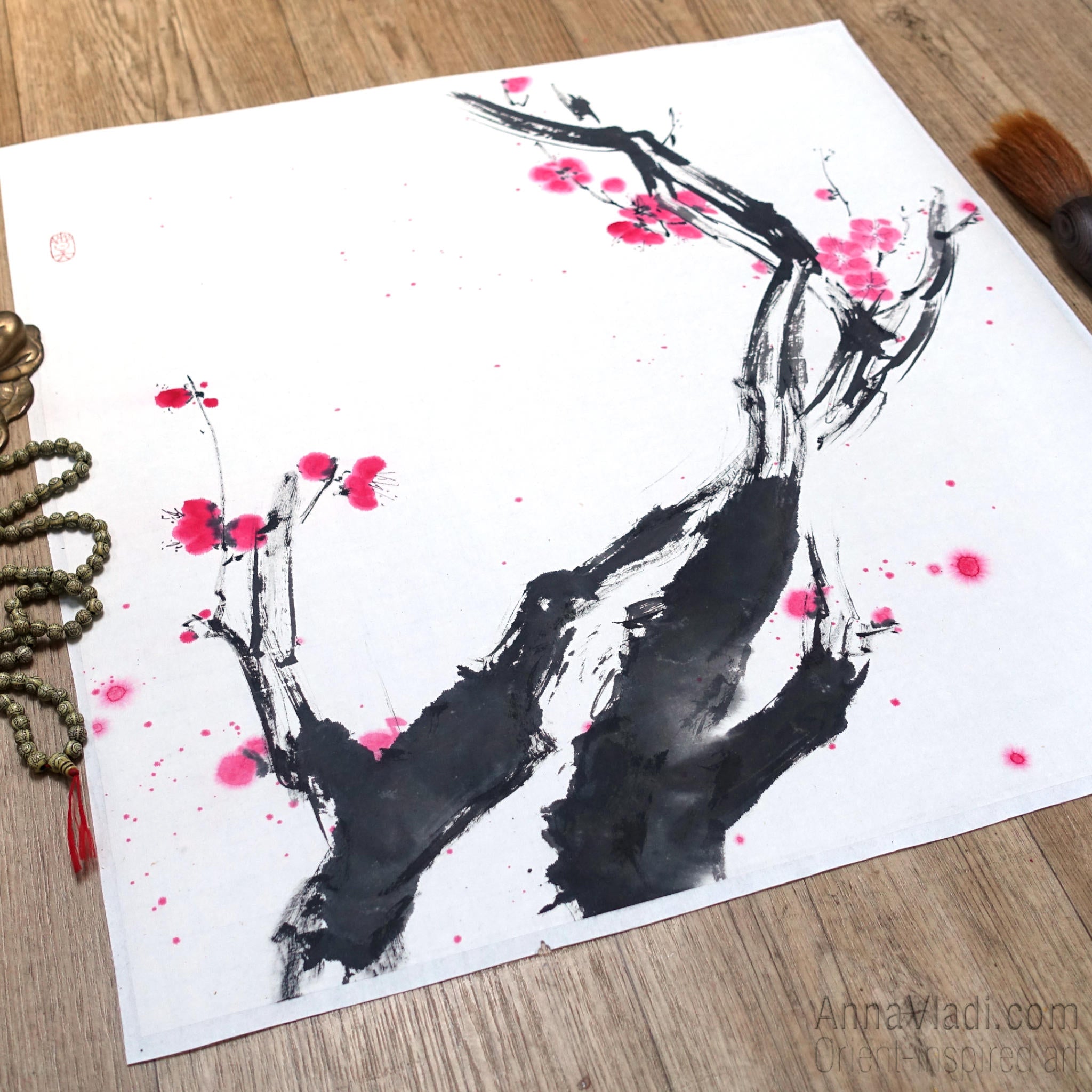Large Plum Blossom: Original Sumi-e Art