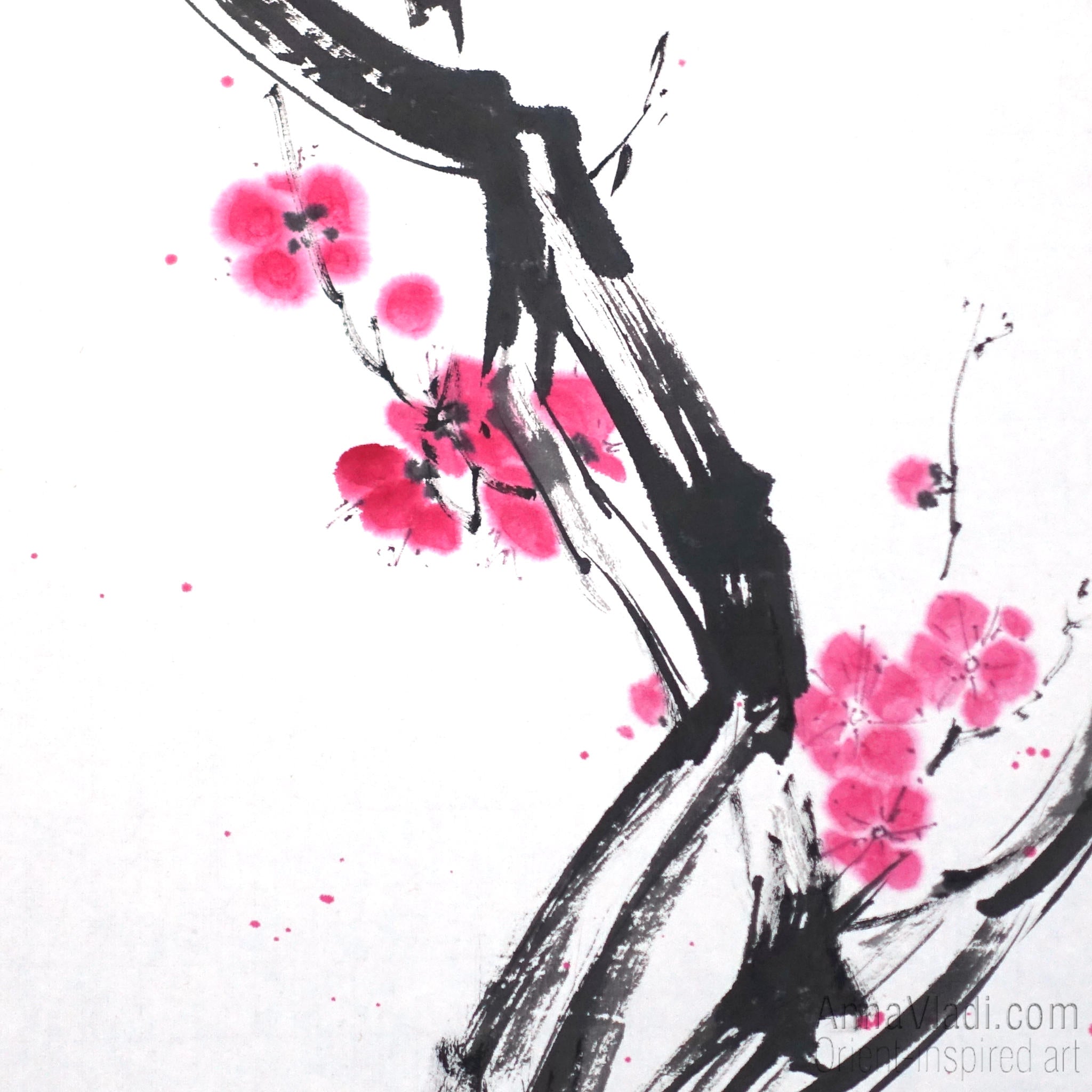 Large Plum Blossom: Original Sumi-e Art