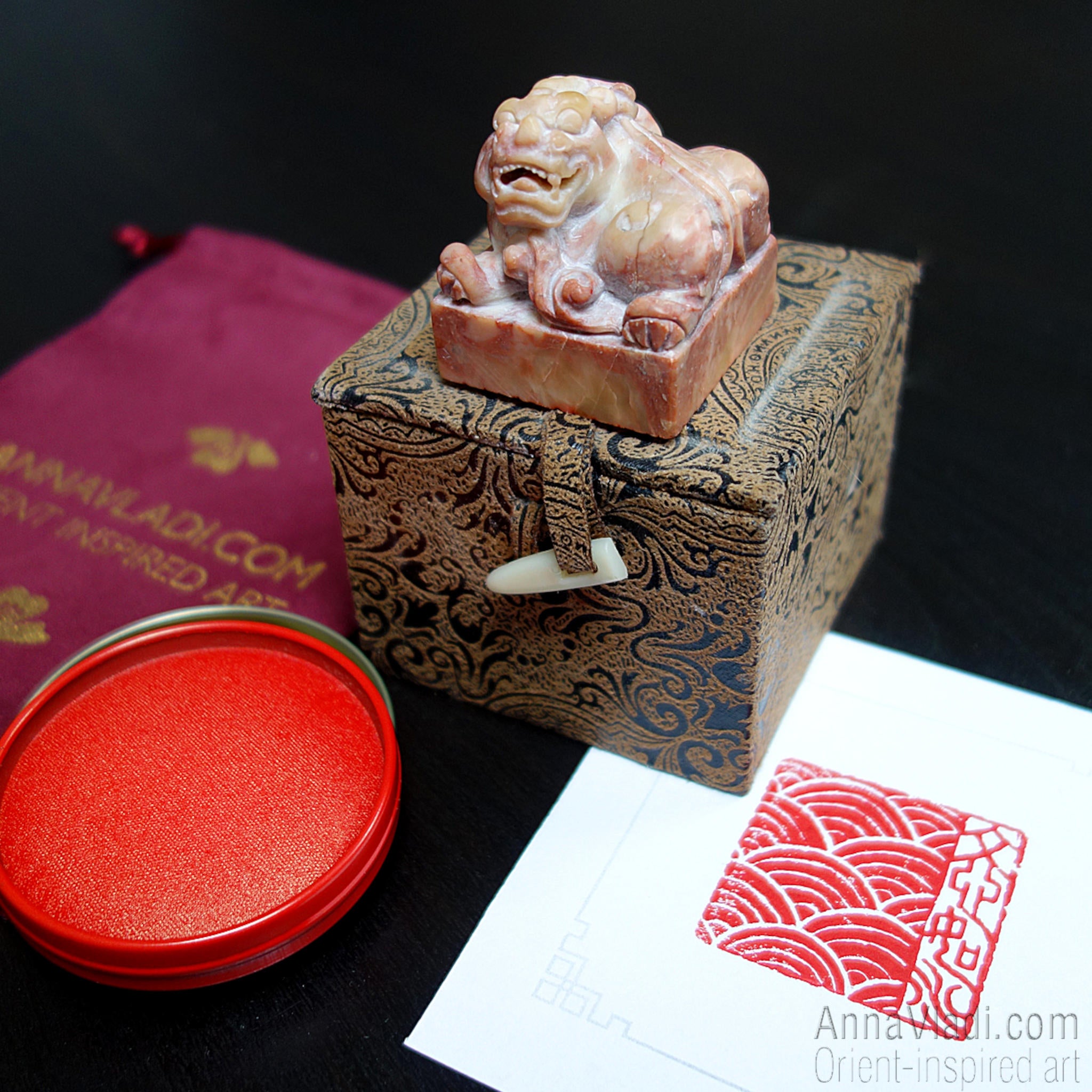 Hand Carved Oriental Stone Seal: Philosophical Chop Stamp