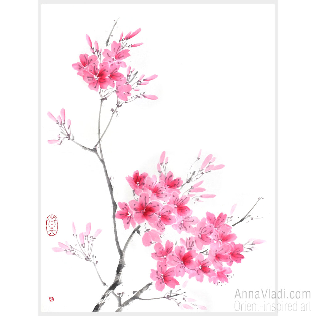 Sakura Sumi-e Painting: Cherry Blossom