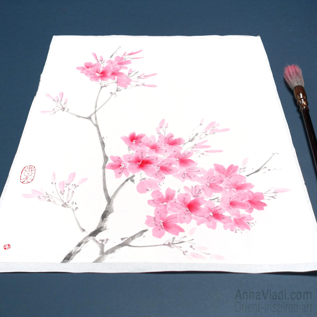 Sakura Sumi-e Painting: Cherry Blossom