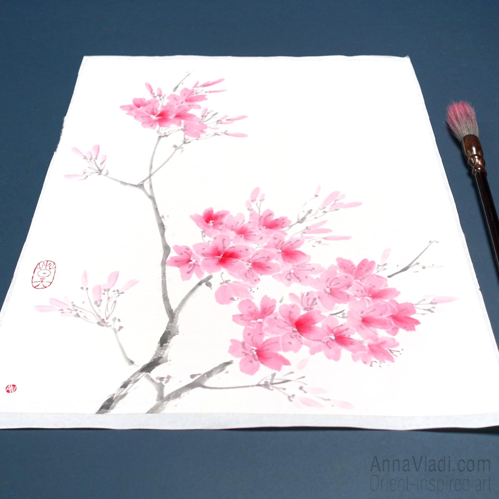 Sakura Sumi-e Painting: Cherry Blossom