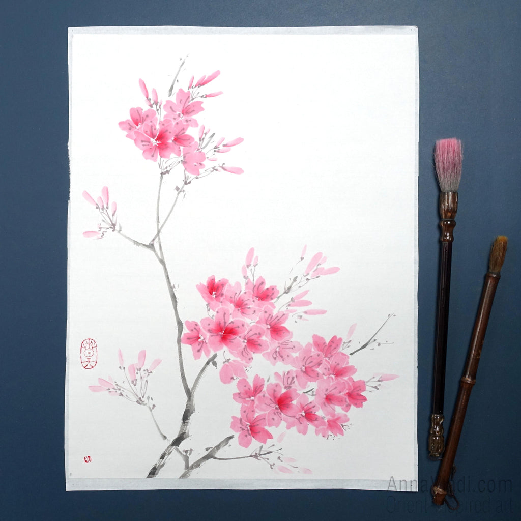 Sakura Sumi-e Painting: Cherry Blossom