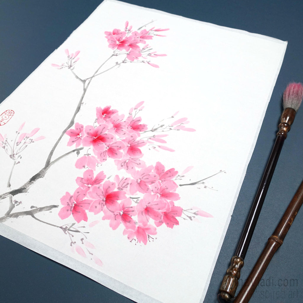 Sakura Sumi-e Painting: Cherry Blossom