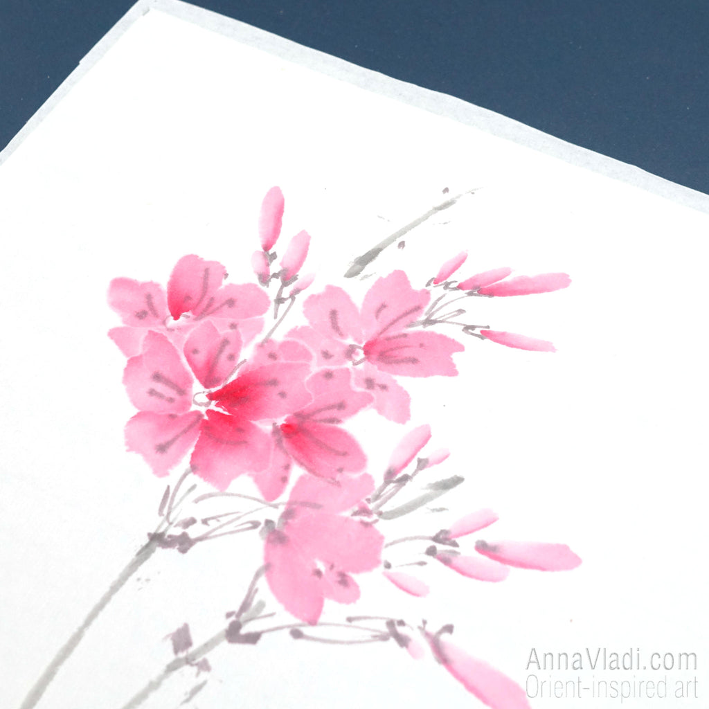 Sakura Sumi-e Painting: Cherry Blossom