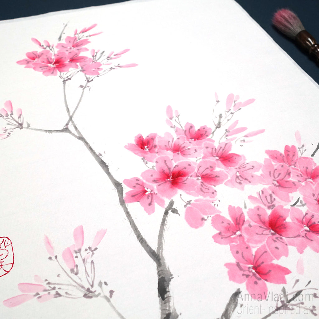 Sakura Sumi-e Painting: Cherry Blossom