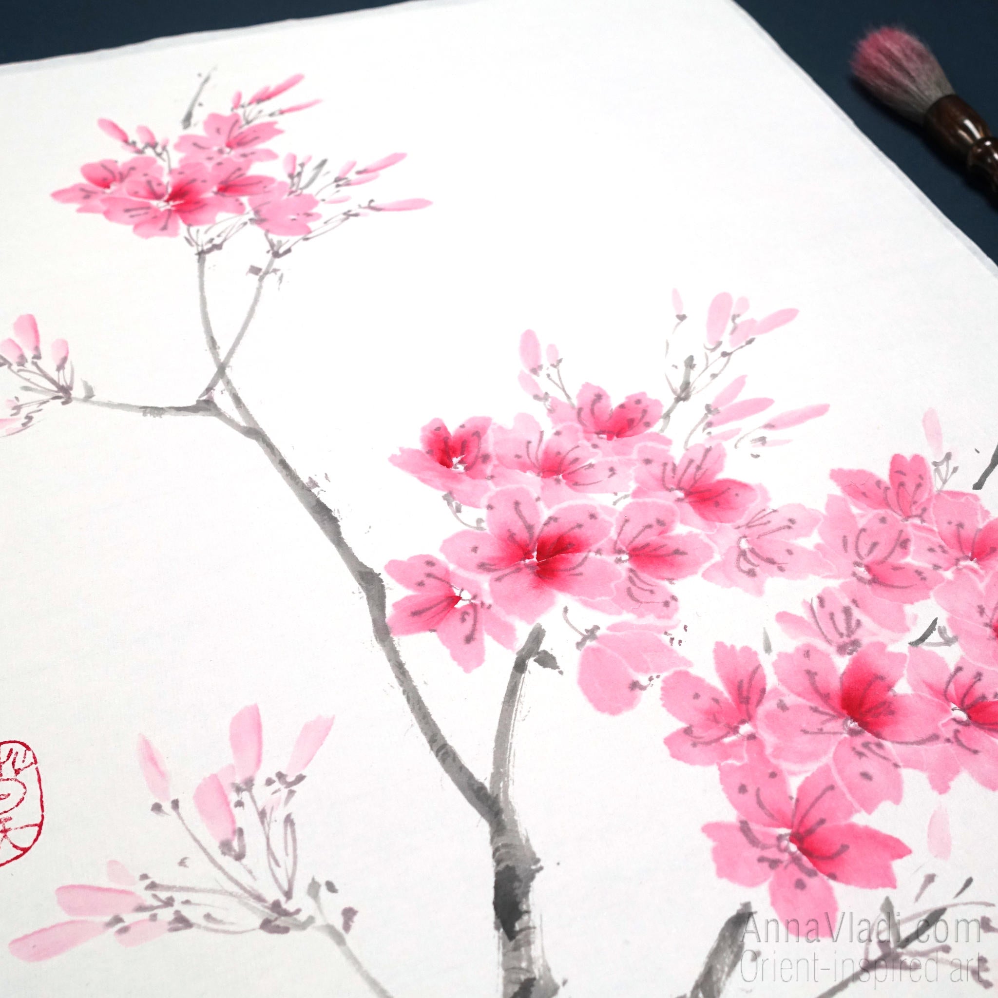 Sakura Sumi-e Painting: Cherry Blossom