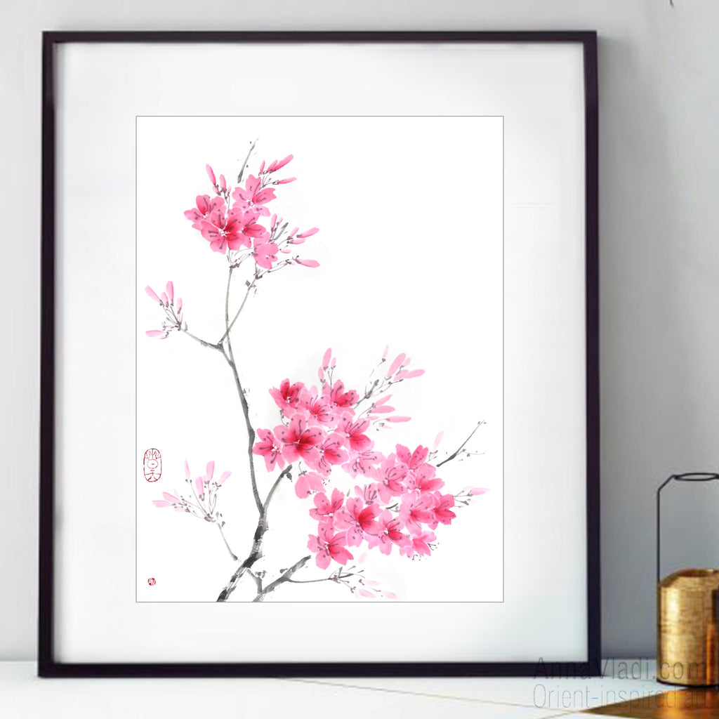 Sakura Sumi-e Painting: Cherry Blossom