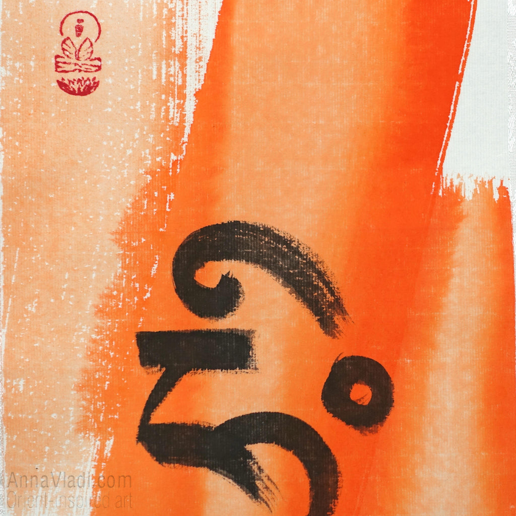 Amitabha Buddha Seed Syllable: Tibetan Calligraphy Silk Scroll