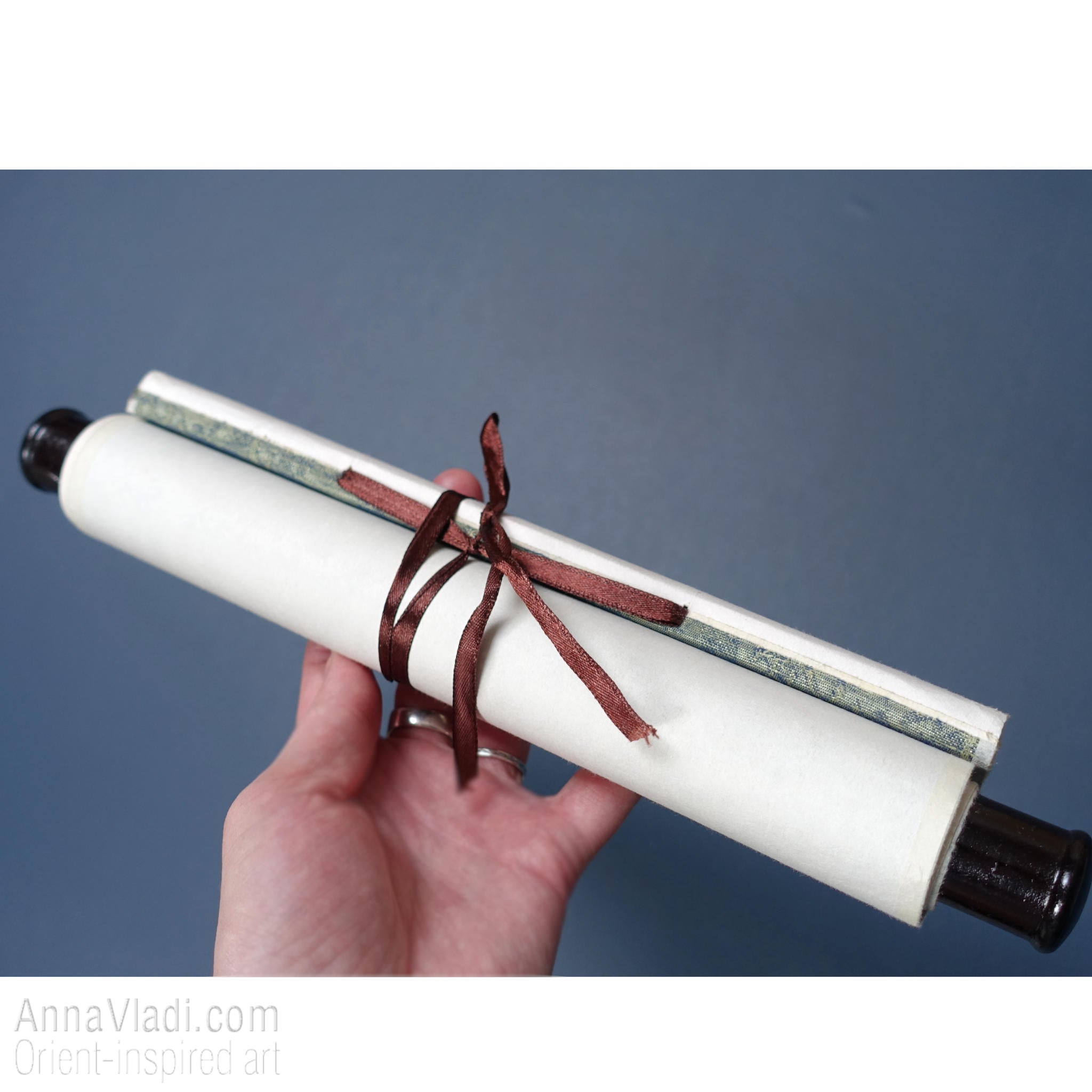 Amitabha Buddha Seed Syllable: Tibetan Calligraphy Silk Scroll