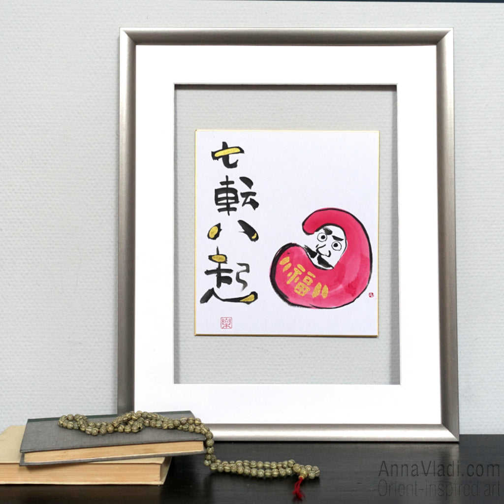 Daruma - Original painting on shikishi board