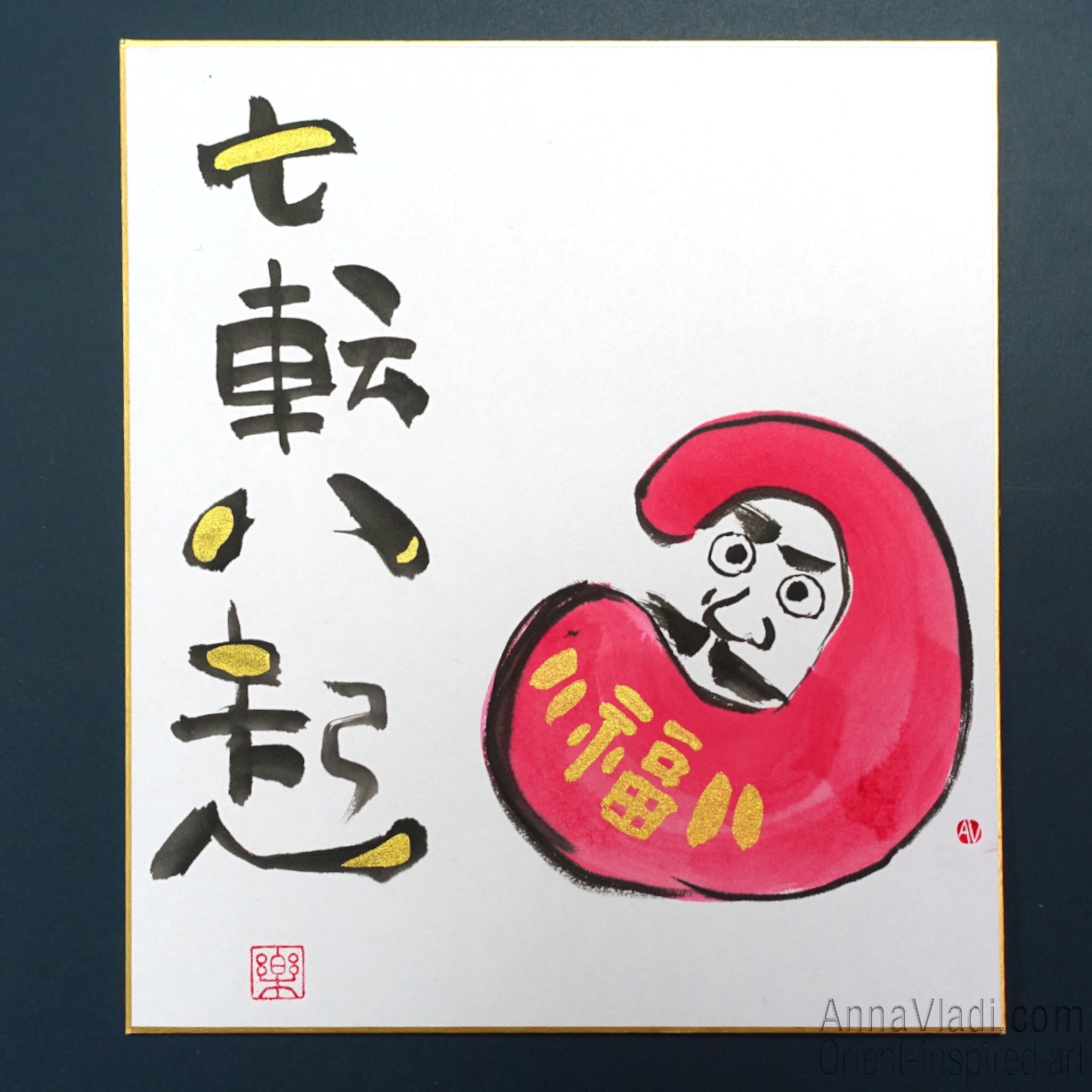 Daruma - Original painting on shikishi board