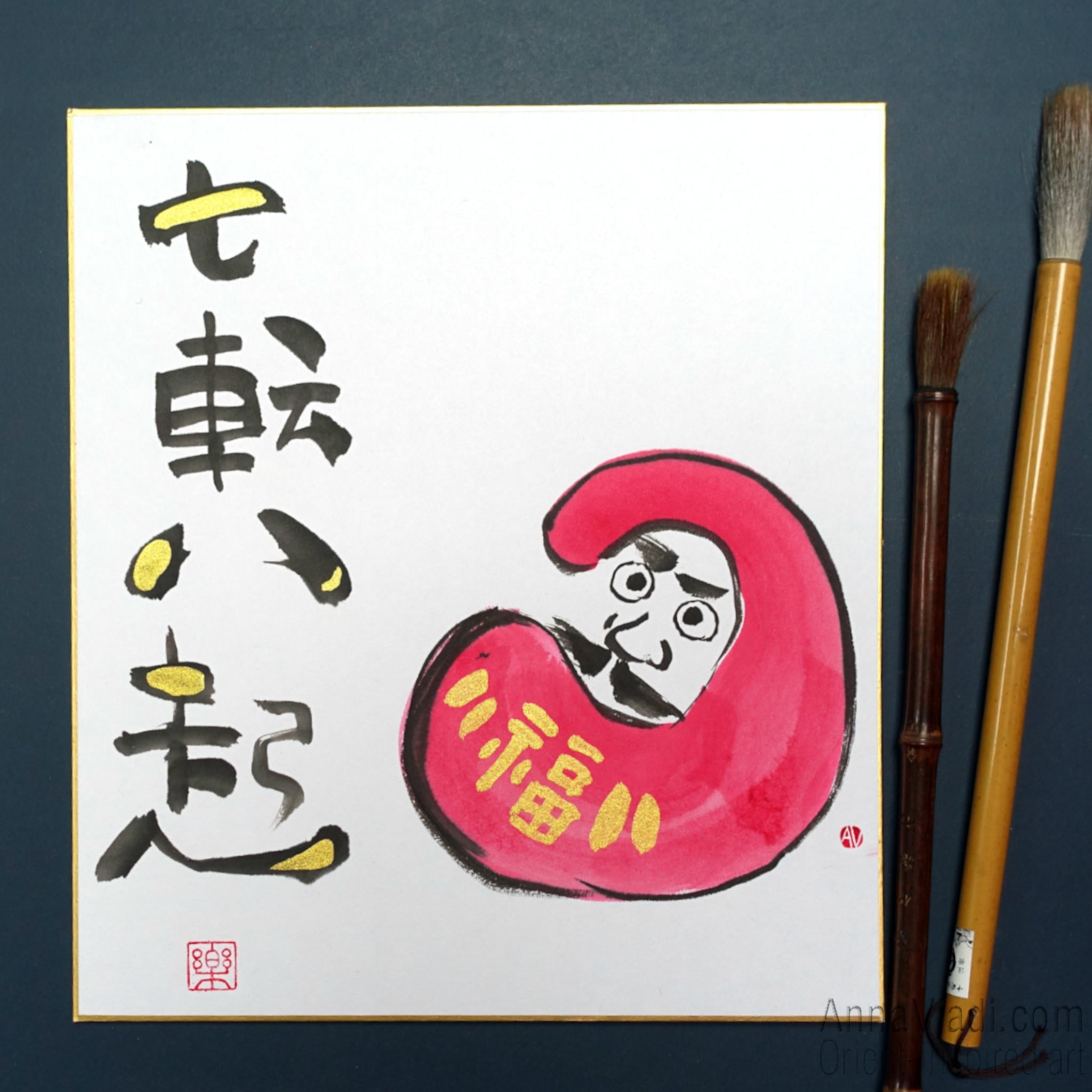 Daruma - Original painting on shikishi board