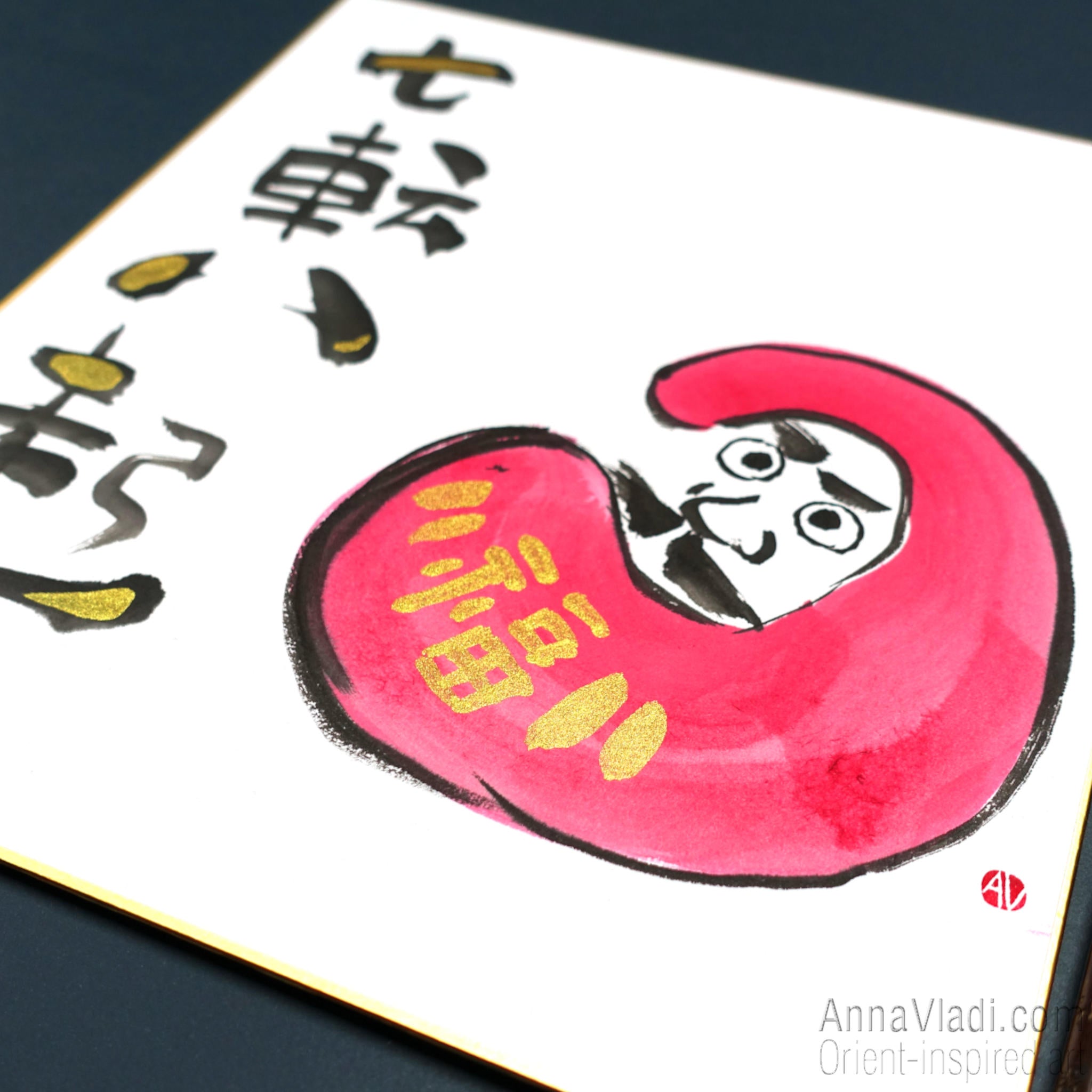 Daruma - Original painting on shikishi board