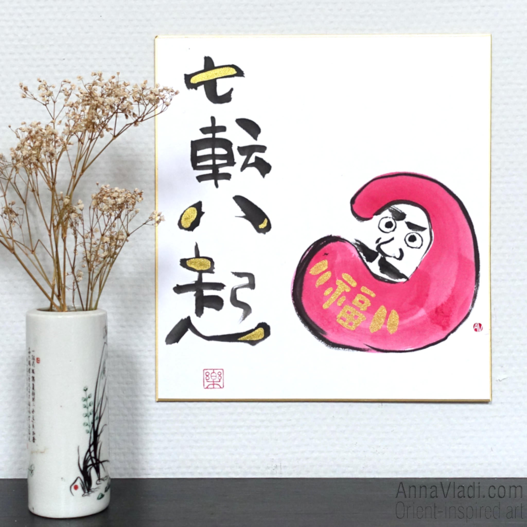 Daruma - Original painting on shikishi board