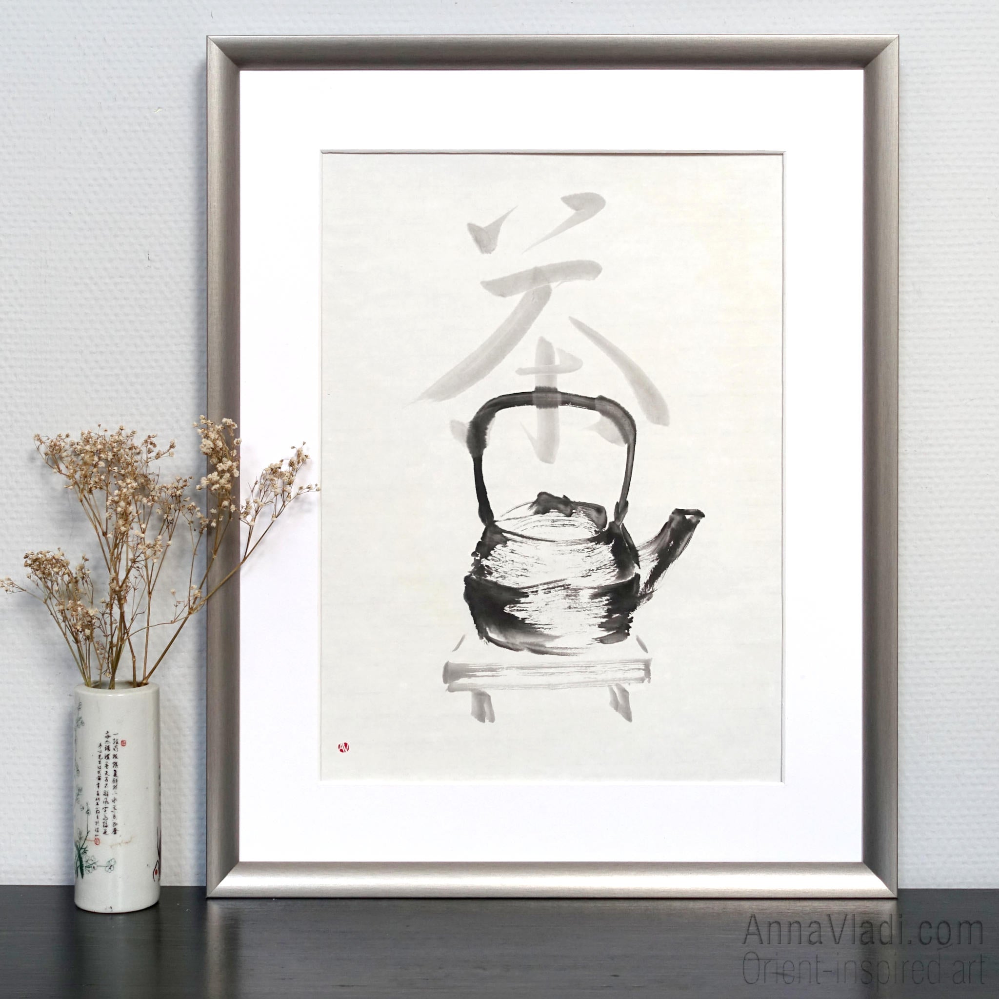 Zen Calligraphy Tea Art: Hand-Painted Kanji