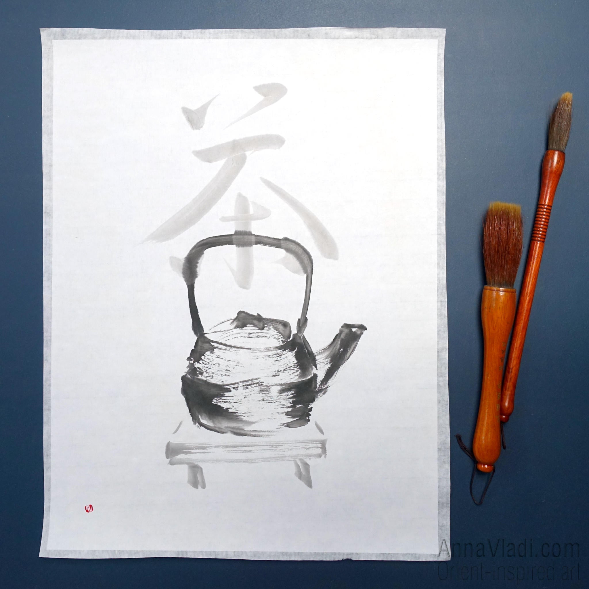 Zen Calligraphy Tea Art: Hand-Painted Kanji