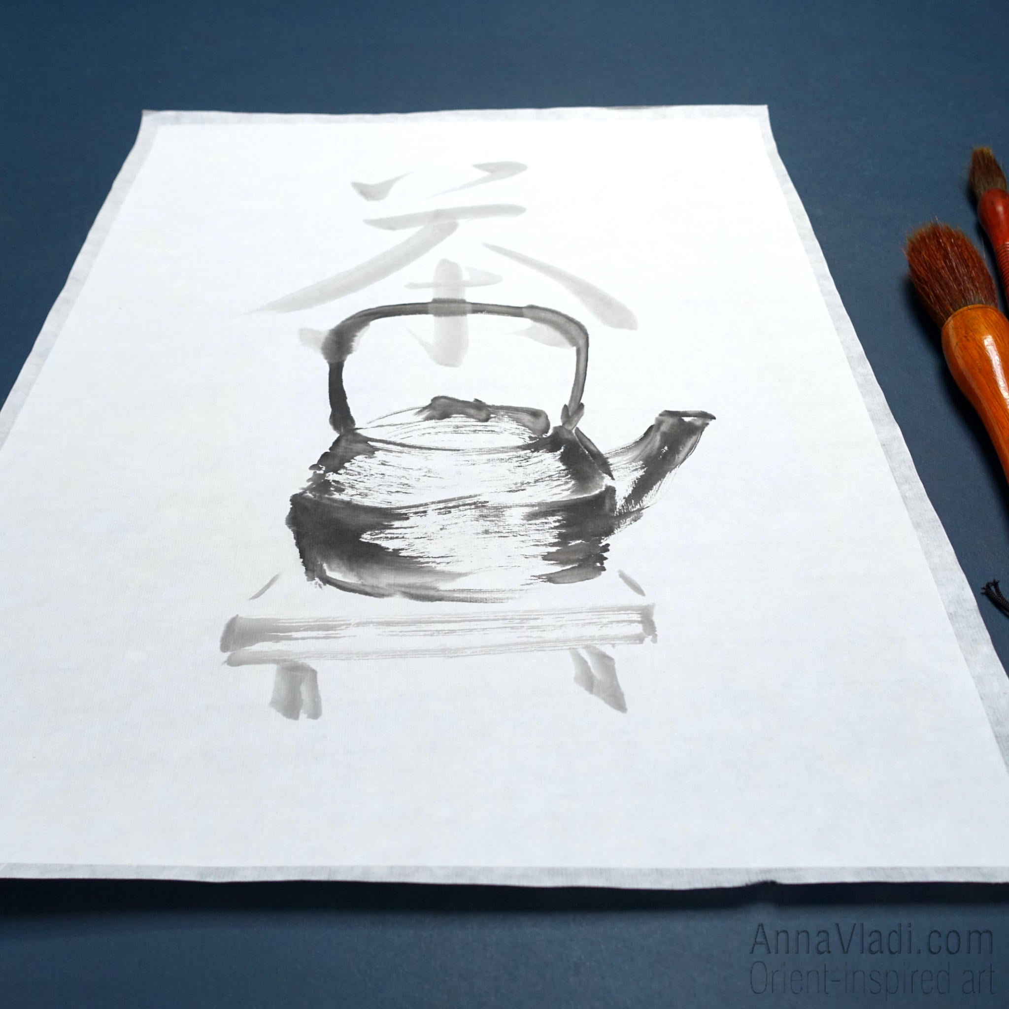 Zen Calligraphy Tea Art: Hand-Painted Kanji