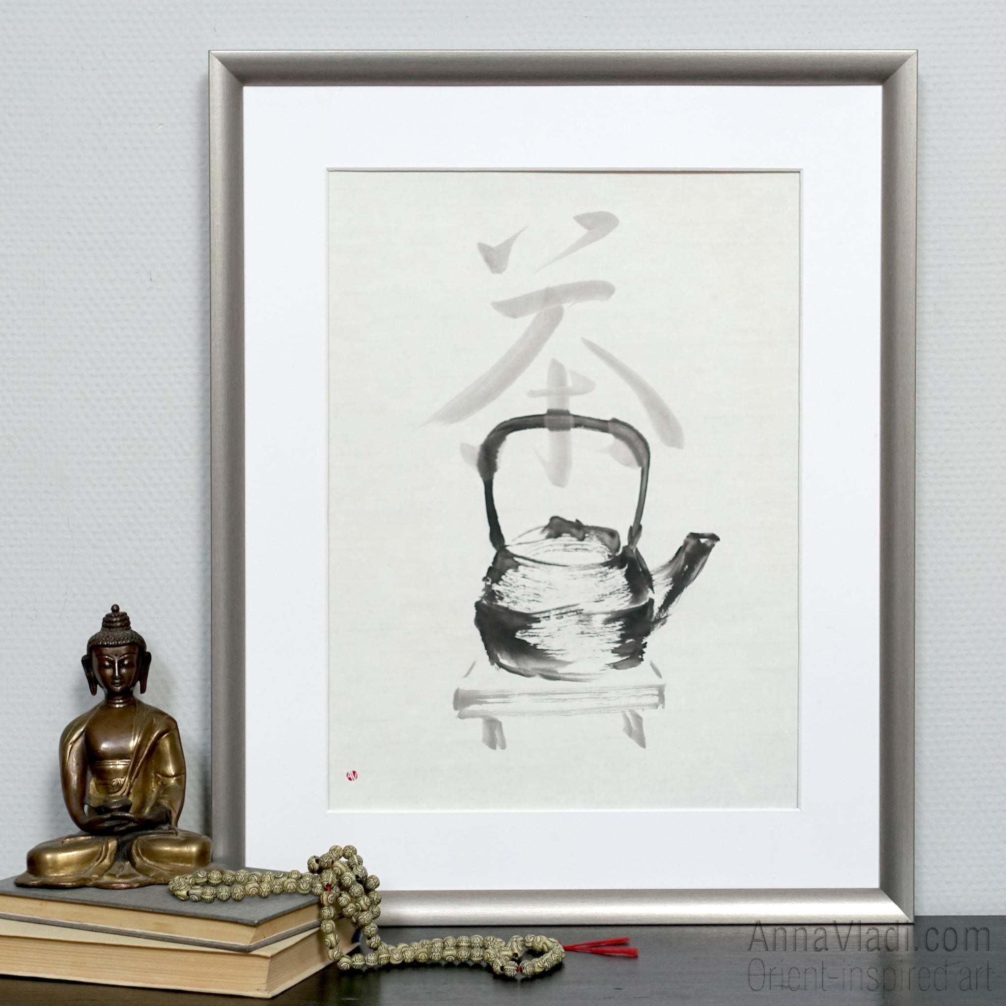 Zen Calligraphy Tea Art: Hand-Painted Kanji